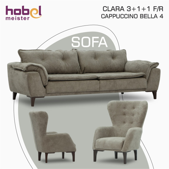 გარნიტური HOBEL CLARA 3+1+1 F/R CAPPUCCINO BELLA 4 (3)