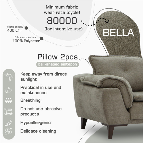 გარნიტური HOBEL CLARA 3+1+1 F/R CAPPUCCINO BELLA 4 (3)