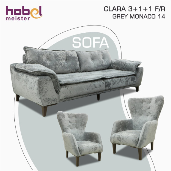 გარნიტური HOBEL CLARA 3+1+1 F/R GREY MONACO 14 (3)