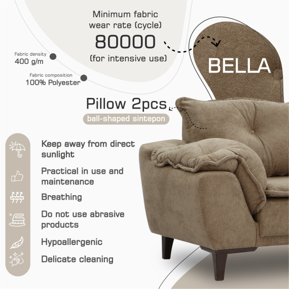 гарнитур HOBEL CLARA 3+1+1 F/R LIGHT BROWN BELLA 5 (3)