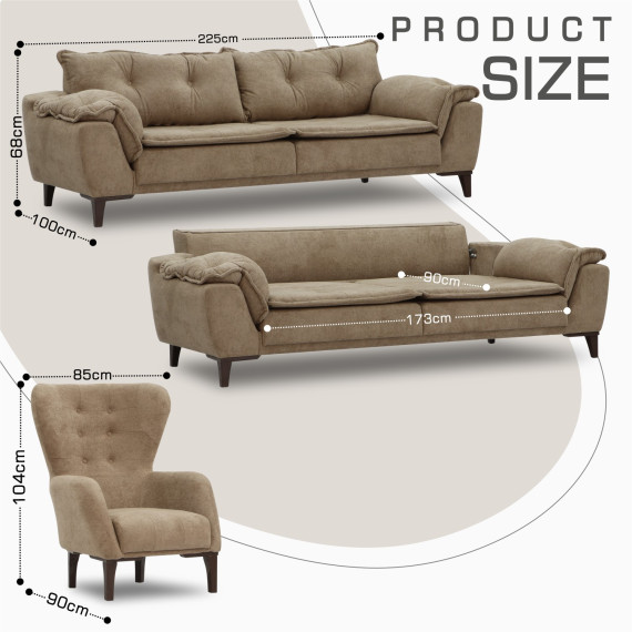 гарнитур HOBEL CLARA 3+1+1 F/R LIGHT BROWN BELLA 5 (3)