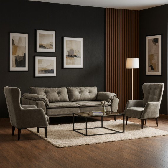 გარნიტური HOBEL CLARA 3+1+1 F/R CAPPUCCINO BELLA 4 (3)