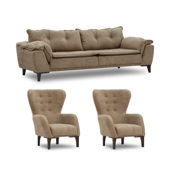 гарнитур HOBEL CLARA 3+1+1 F/R LIGHT BROWN BELLA 5 (3)