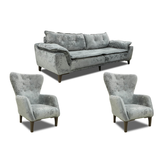 გარნიტური HOBEL CLARA 3+1+1 F/R GREY MONACO 14 (3)