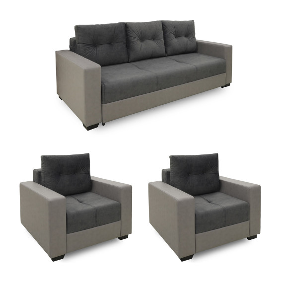 გარნიტური HOBEL ERICA 3+1+1 LIGHT GREY 8409/ DARK GREY JAGUAR 9 (6)