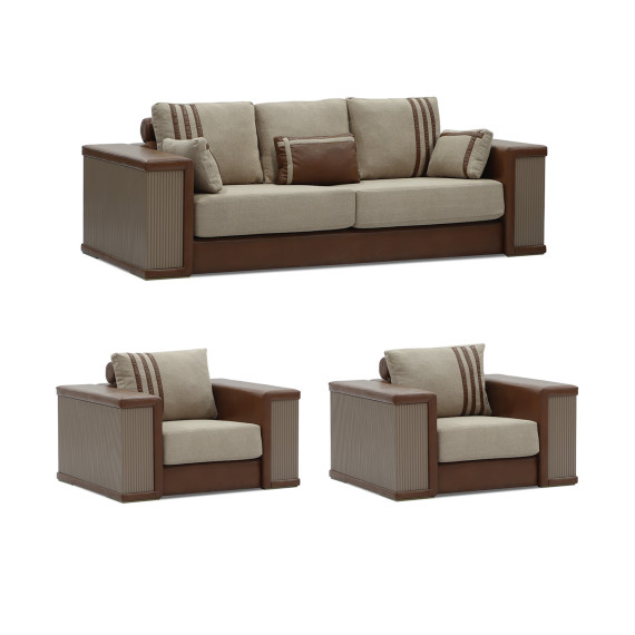 გარნიტური HOBEL FANDI 3+1+1 HONEY PHANTOM 6/BEIGE BUKLE 5 (3)