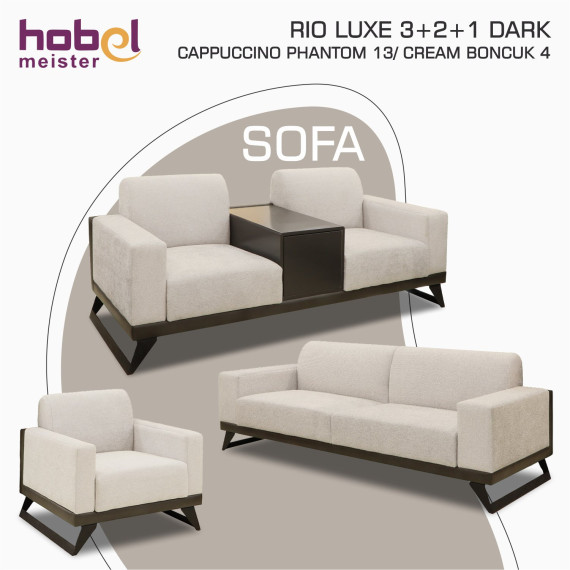გარნიტური HOBEL RIO LUXE 3+2+1 DARK CAPPUCCINO PHANTOM 13/ CREAM BONCUK 4 (3)