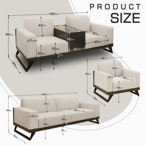 გარნიტური HOBEL RIO LUXE 3+2+1 DARK CAPPUCCINO PHANTOM 13/ CREAM BONCUK 4 (3)