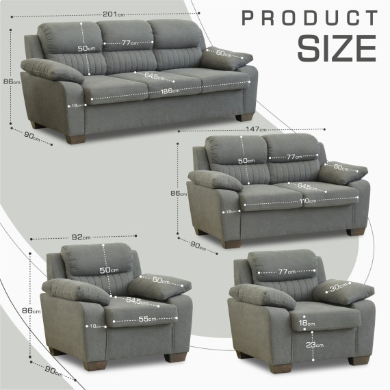 გარნიტური HOBEL KAMELI 3+2+1 DARK GREY SCANDI 22 (3)