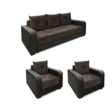 гарнитур HOBEL KATRIN 3+1+1 BLACK 4503/ BROWN CATALANA 6 (6)