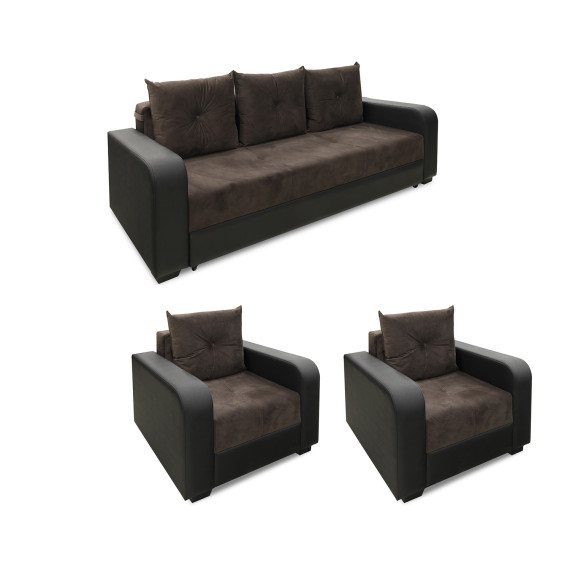 гарнитур HOBEL KATRIN 3+1+1 BLACK 4503/ BROWN CATALANA 6 (6)