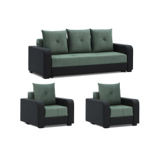 гарнитур HOBEL KATRIN 3+1+1 BLACK 4503/ GREEN MOCASSI 5005 (5)