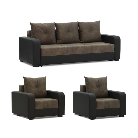 гарнитур HOBEL KATRIN 3+1+1 BLACK 4503/DARK BROWN RONALDO 1807 (6)