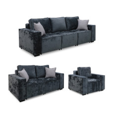 გარნიტური HOBEL LOTUS 3+2+1 DARK GREY MONACO 15/ INFINITY 911 (15)