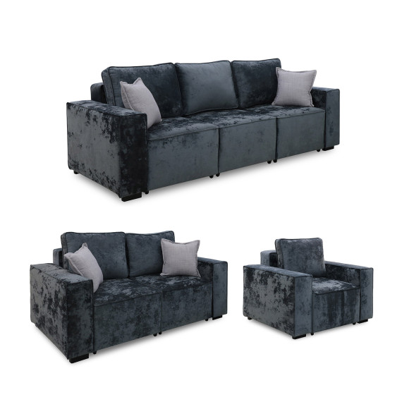 გარნიტური HOBEL LOTUS 3+2+1 DARK GREY MONACO 15/ INFINITY 911 (15)