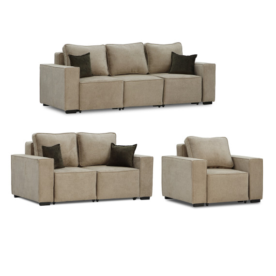 გარნიტური HOBEL LOTUS 3+2+1 F/P CAPPUCCINO BELLA 3/NIAGARA BROWN (15)