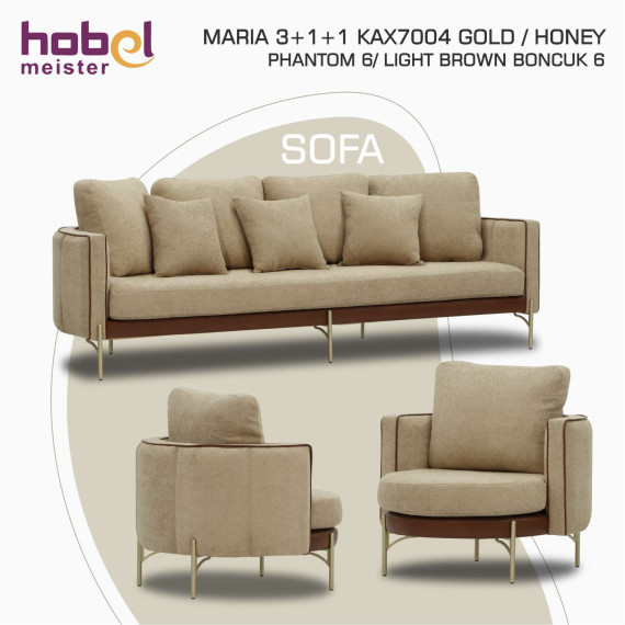 гарнитур HOBEL MARIA 3+1+1 KAX7004 GOLD / HONEY PHANTOM 6/ LIGHT BROWN BONCUK 6 (3)