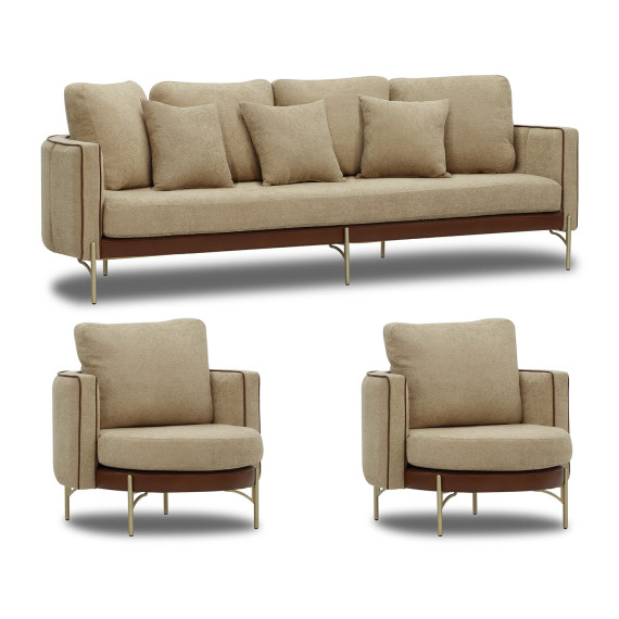 гарнитур HOBEL MARIA 3+1+1 KAX7004 GOLD / HONEY PHANTOM 6/ LIGHT BROWN BONCUK 6 (3)