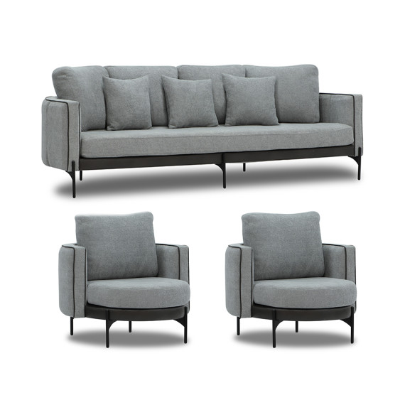 გარნიტური HOBEL MARIA 3+1+1 KAX7005 BLACK / GREY PHANTOM 14/ GREY PHANTOM 19 (3)