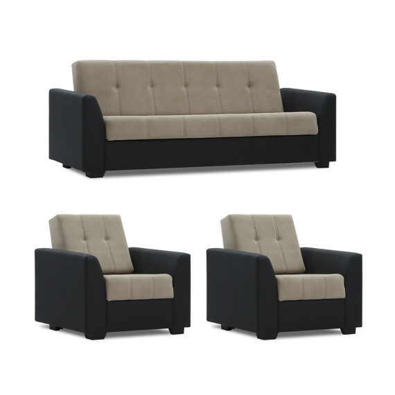 гарнитур HOBEL MODERN LUX 3+1+1 BLACK 4503/CAPPUCCINO LEONARDO 4 (4)