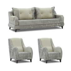 гарнитур HOBEL OLIVIA 3+1+1 CAPPUCCINO MONACO 4/CREAM BUKLE 4 (4)