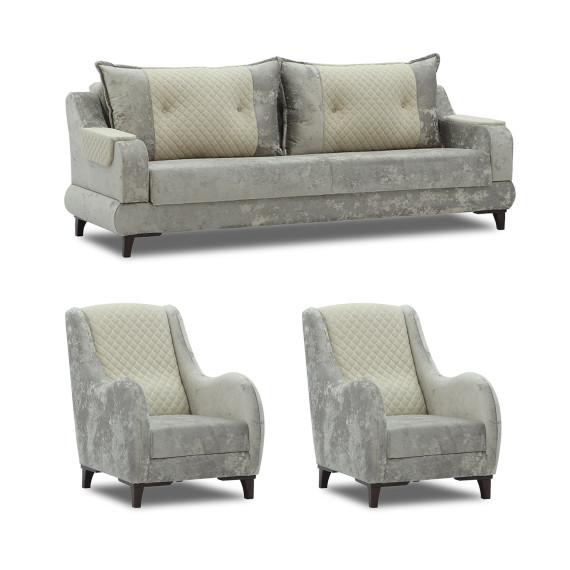 გარნიტური HOBEL OLIVIA 3+1+1 CAPPUCCINO MONACO 4/CREAM BUKLE 4 (4)