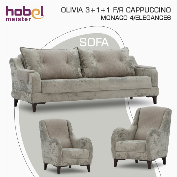 გარნიტური HOBEL OLIVIA 3+1+1 F/R CAPPUCCINO MONACO 4/ELEGANCE6 (4)