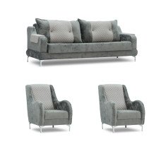 гарнитур HOBEL OLIVIA 3+1+1 KAX 0419 METAL/GREY MONACO 14/GREY BUKLE 9 (4)