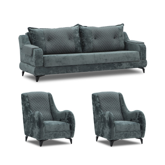 гарнитур HOBEL OLIVIA 3+1+1 L38120AB DARK GREY MONACO 15/GREY BUKLE 11 (4)