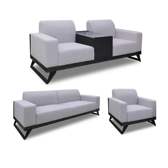 გარნიტური HOBEL RIO LUXE 3+2+1  DARK GREY PHANTOM 14/ LIGHT GREY BUKLE 8 (3)