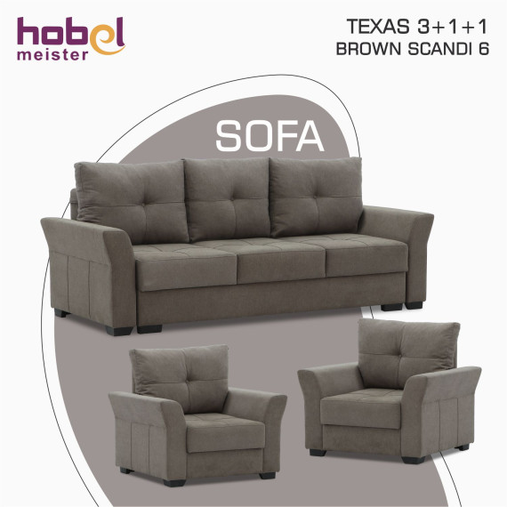 გარნიტური HOBEL TEXAS 3+1+1 BROWN SCANDI 6 (6)