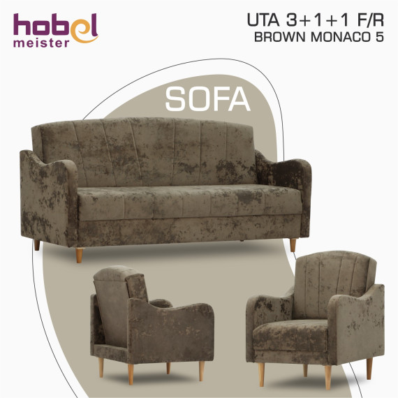 გარნიტური HOBEL UTA 3+1+1 F/R BROWN MONACO 5 (4)