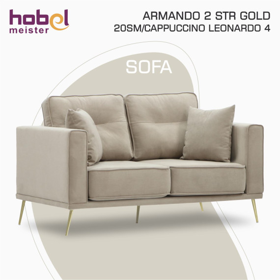 დივანი HOBEL ARMANDO 2 STR GOLD 20SM/CAPPUCCINO LEONARDO 4 (1)