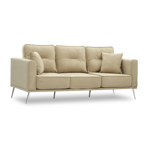 დივანი HOBEL ARMANDO 3 STR CHROM 20SM/CREAM LEONARDO 3 (1)