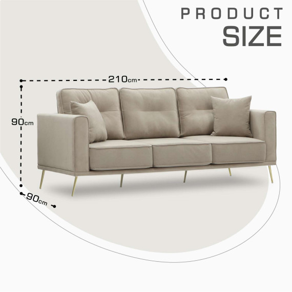 დივანი HOBEL ARMANDO 3 STR GOLD 20SM/CAPPUCCINO LEONARDO 4 (1)