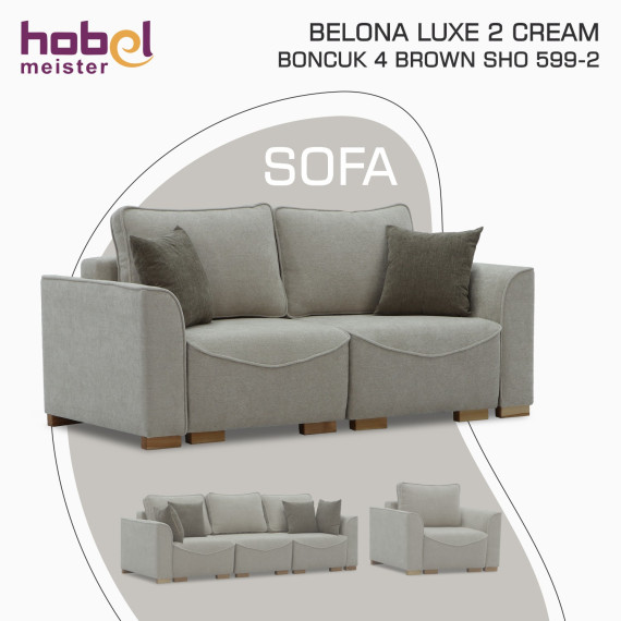 диван HOBEL BELONA LUXE 2 CREAM BONCUK 4/ BROWN SHO 599-2 (5)