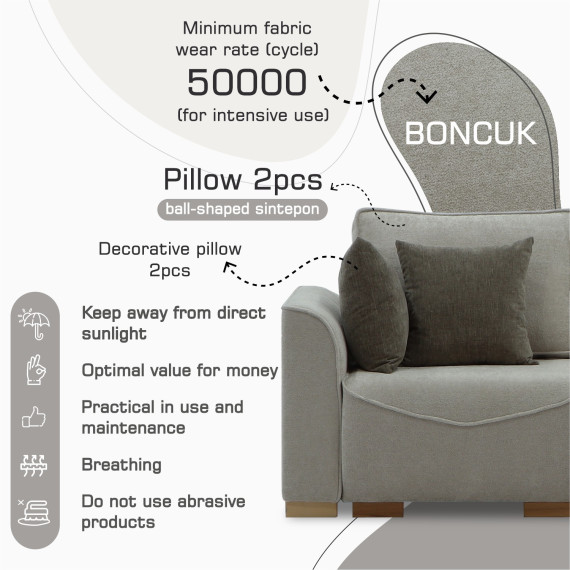 диван HOBEL BELONA LUXE 2 CREAM BONCUK 4/ BROWN SHO 599-2 (5)