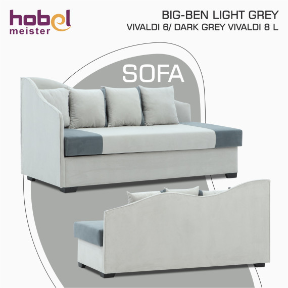 диван HOBEL BIG-BEN LIGHT GREY VIVALDI 6/ DARK GREY VIVALDI 8 L(2)