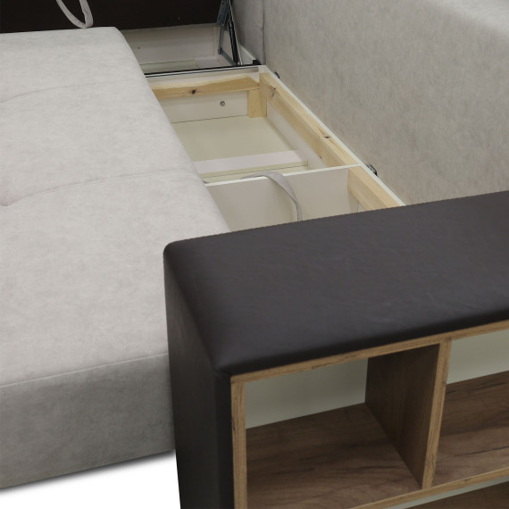 დივანი HOBEL CORNER BAR F/P BROWN 3673/ CREAM JAGUAR 3 R (6)