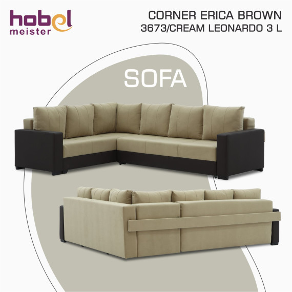 sofa HOBEL CORNER ERICA BROWN 3673/CREAM LEONARDO 3 L (6)