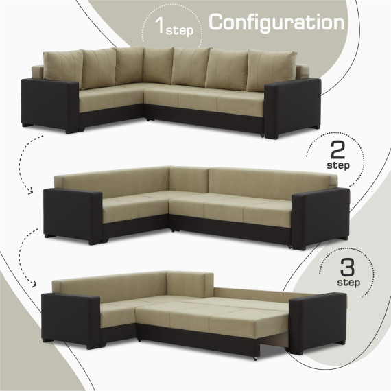 sofa HOBEL CORNER ERICA BROWN 3673/CREAM LEONARDO 3 L (6)