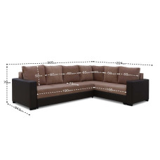sofa HOBEL CORNER ERICA COFFEE V460/ LIGHT BROWN VIVALDI 20 R(6)