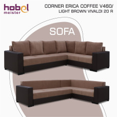 sofa HOBEL CORNER ERICA COFFEE V460/ LIGHT BROWN VIVALDI 20 R(6)
