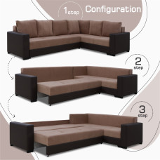 sofa HOBEL CORNER ERICA COFFEE V460/ LIGHT BROWN VIVALDI 20 R(6)