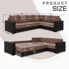 sofa HOBEL CORNER ERICA COFFEE V460/ LIGHT BROWN VIVALDI 20 R(6)