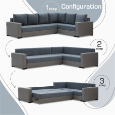 sofa HOBEL CORNER ERICA LIGHT GREY 8409/BLUE GRAY VIVALDI 12 R(6)