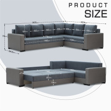 sofa HOBEL CORNER ERICA LIGHT GREY 8409/BLUE GRAY VIVALDI 12 R(6)