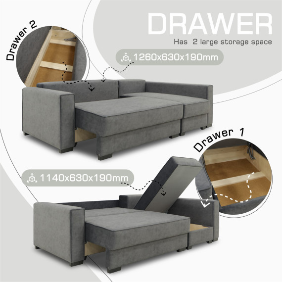 დივანი HOBEL CORNER LIZA PLUS F/P DARK GREY JAGUAR 9 R (5)