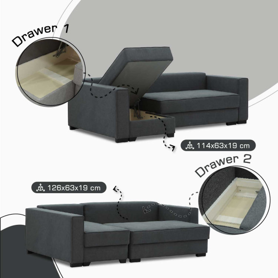 დივანი HOBEL CORNER LIZA PLUS D/P DARK GREY SCANDI 23 L (5)