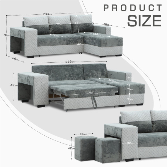 диван HOBEL CORNER SONYA GREY MONACO 14/LIGHT GREY BONCHUK 19  R G (5)
